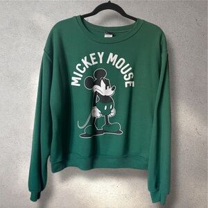 Disney Angry Mickey Mouse Women’s Green Crewneck Sweatshirt | Size Medium